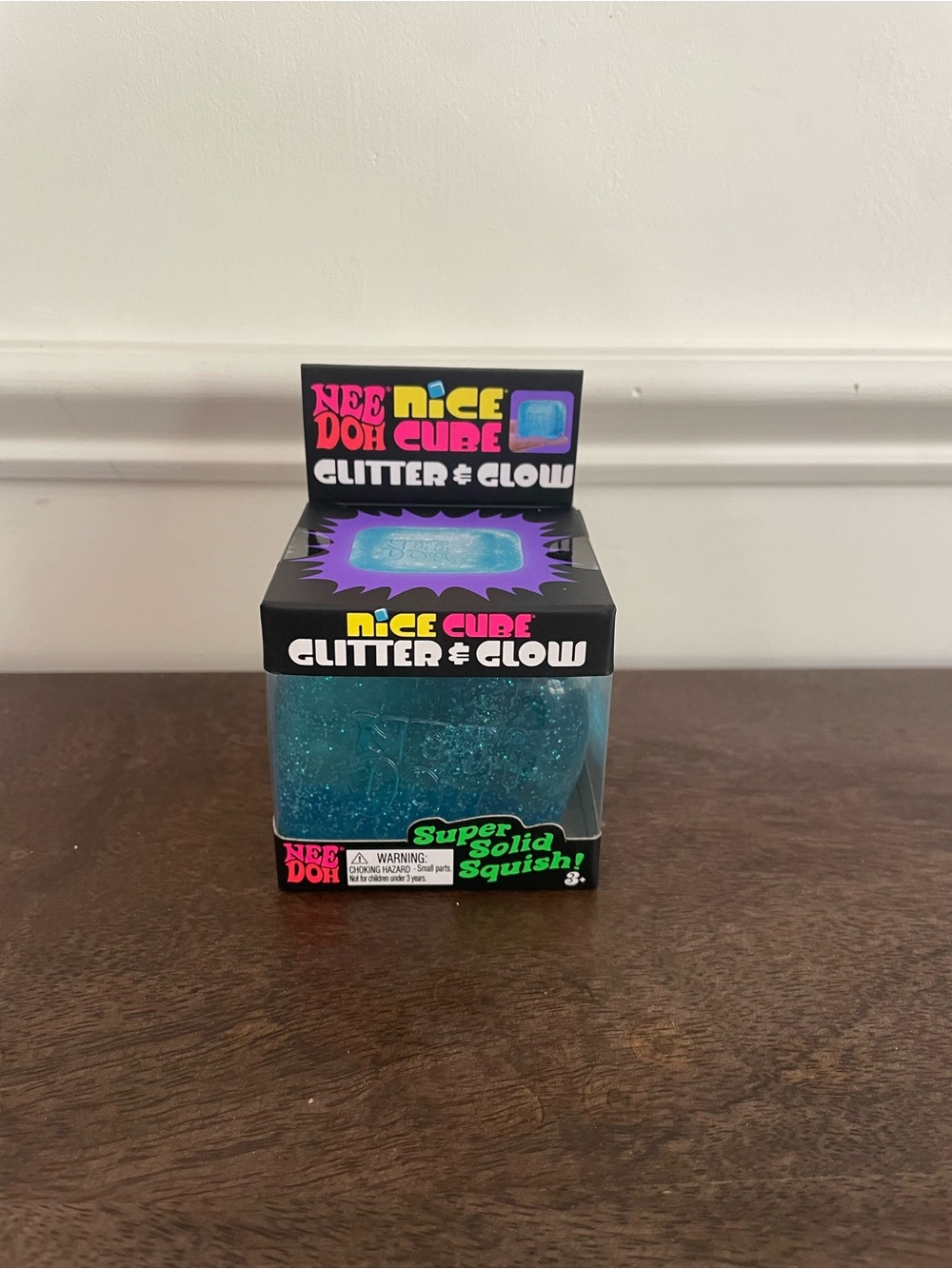 NeeDoh Nice Cube Glitter & Glow Blue Squishy Toy